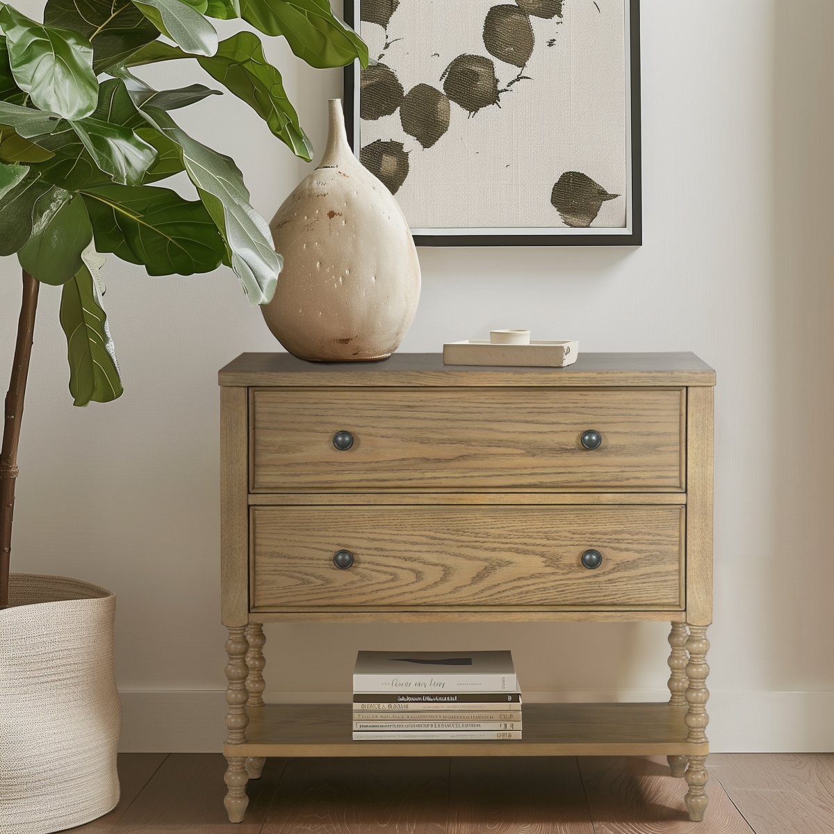 MPS130-0306 36 x 14.75 x 34.25 in. Beckett 2 Drawer Accent Chest, Natural