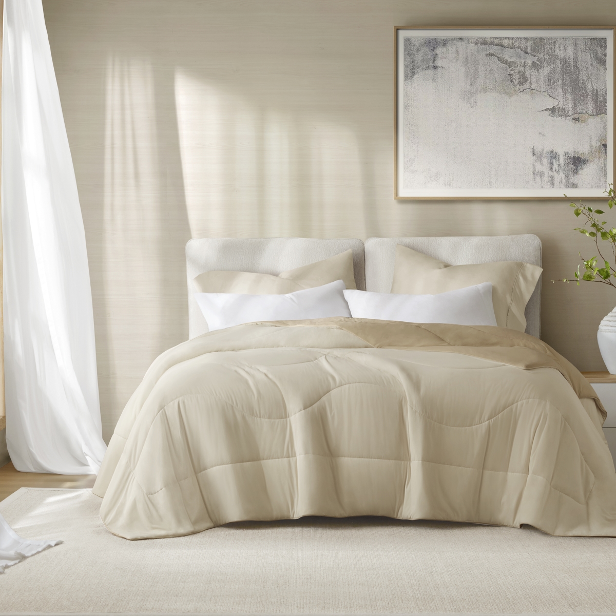 HHD10-1934 Reversible Tencel Comforter Blanket, Linen - King & California King Size