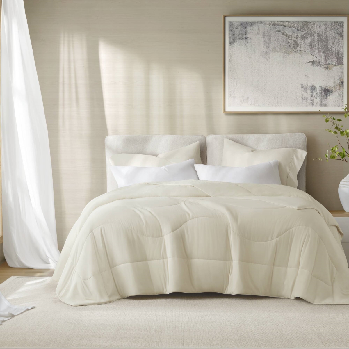 HHD10-1930 Reversible Tencel Comforter Blanket, Ivory - King & California King Size
