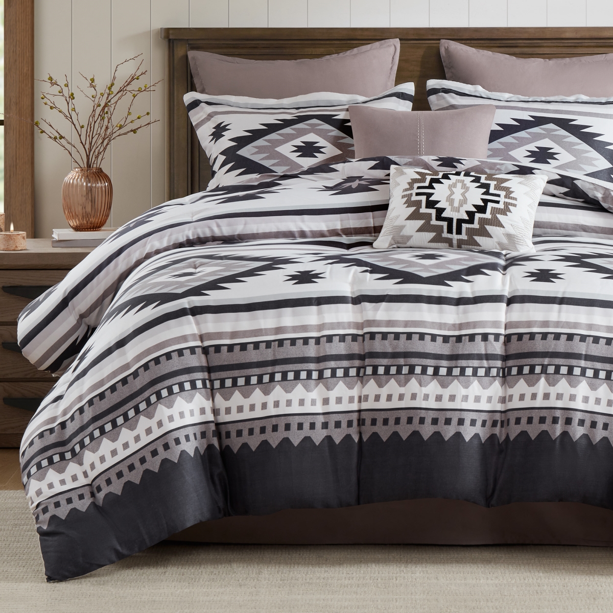 WR10-4116 106 x 94 in. Olliix Polyester Comforter Set, Taupe - King Size