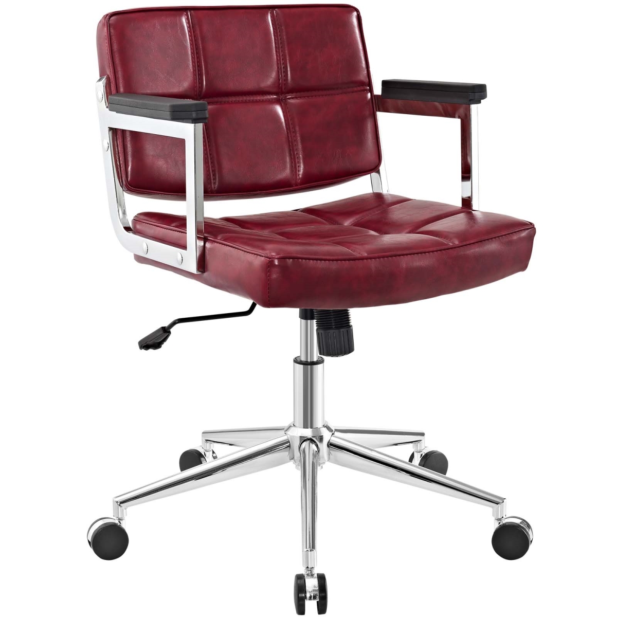 Modway Eei-2686-red 37 - 39.5 H X 26 W X 25 L In. Portray Mid Back Upholstered Vinyl Office Chair, Red