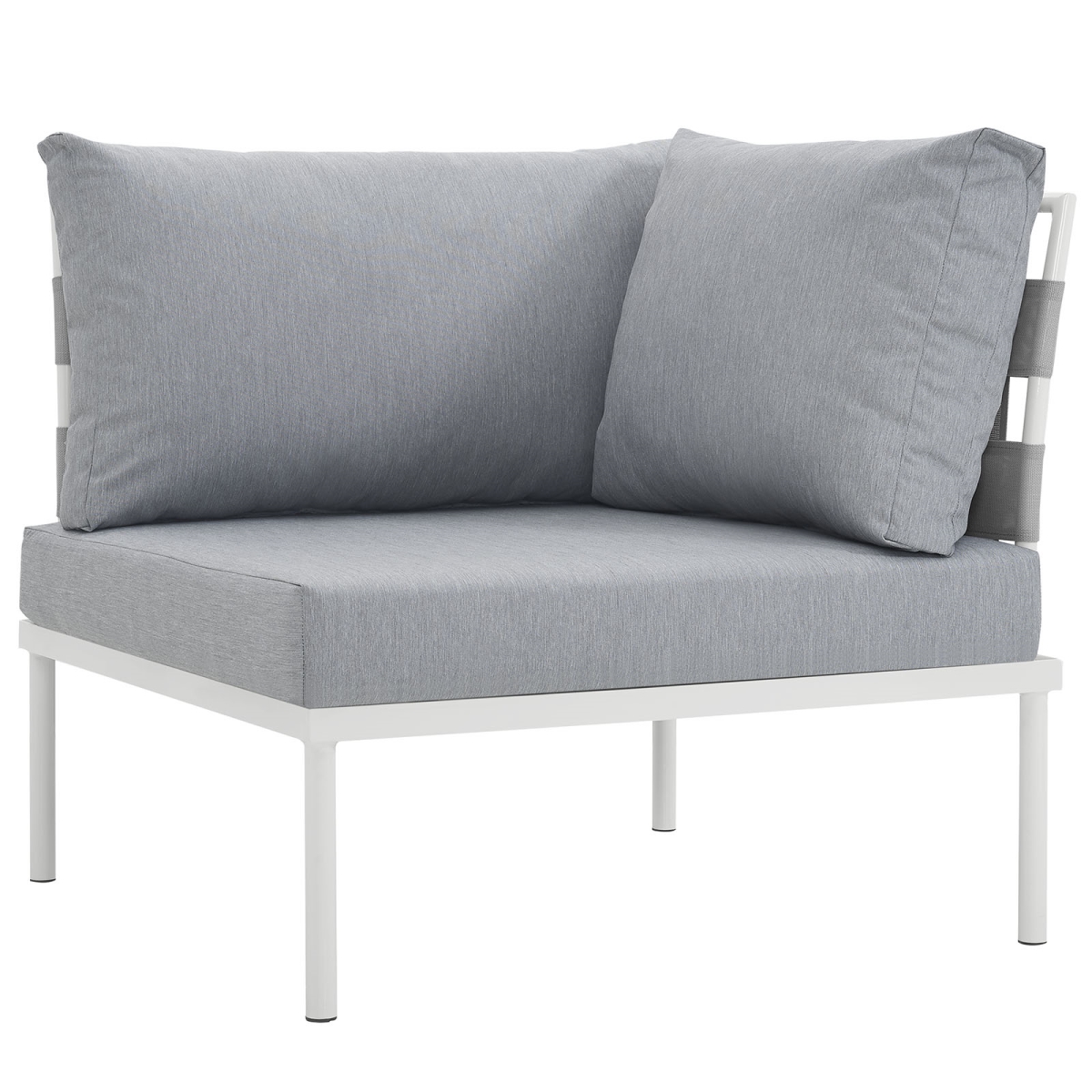 Eei-2601-whi-gry 32 X 33 In. Harmony Outdoor Patio Aluminum Corner Sofa - White & Gray