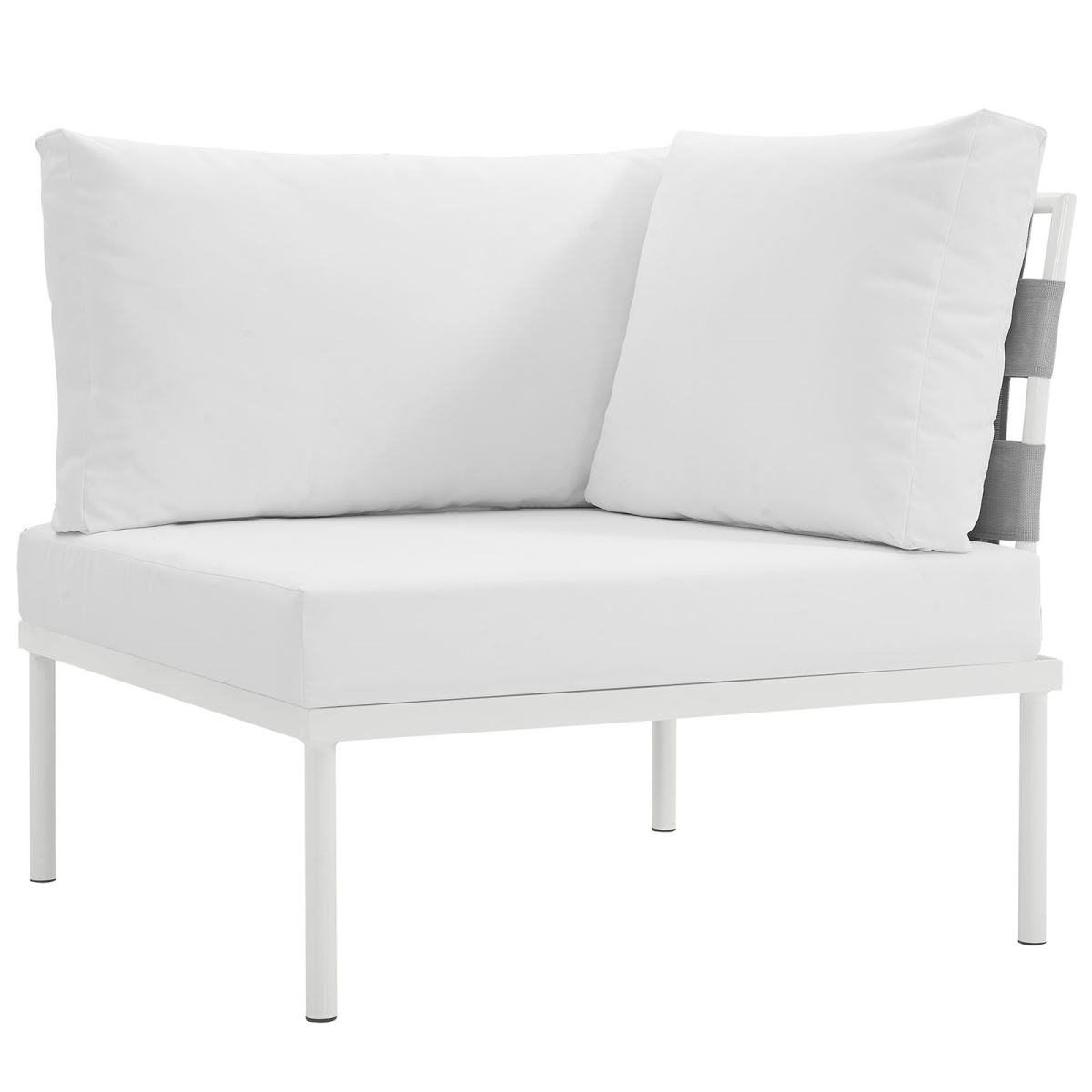 Eei-2601-whi-whi 32 X 33 In. Harmony Outdoor Patio Aluminum Corner Sofa - White & White