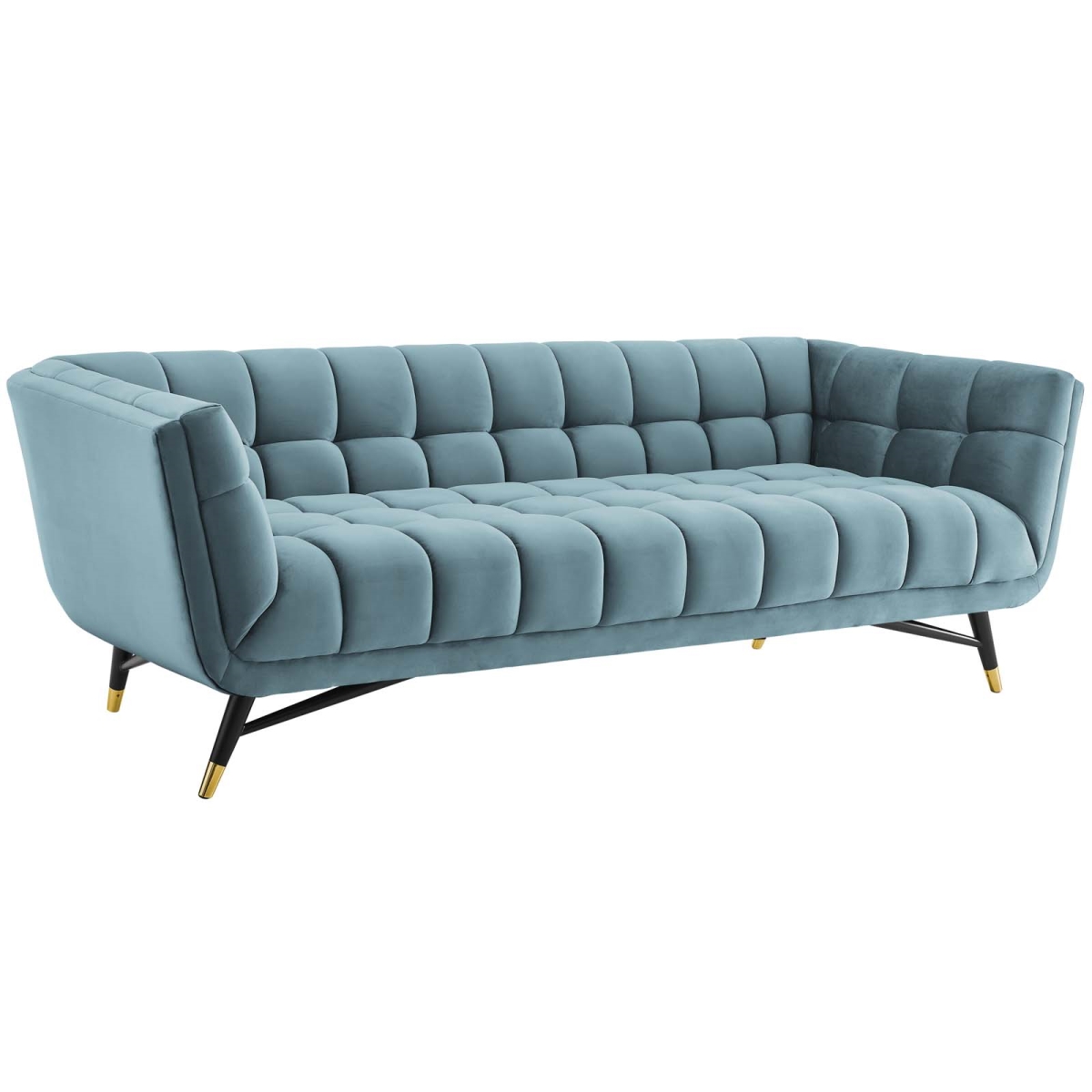 Eei-3059-sea Adept Upholstered Velvet Sofa - Sea Blue, 28.5 X 36.5 X 90 In.