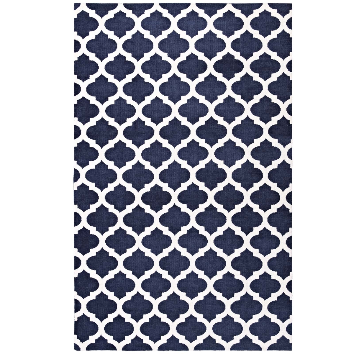 R-1001a-58 5 X 8 Ft. Lida Moroccan Trellis Polyester Area Rug - Navy & Ivory, 0.5 X 60 X 96 In.