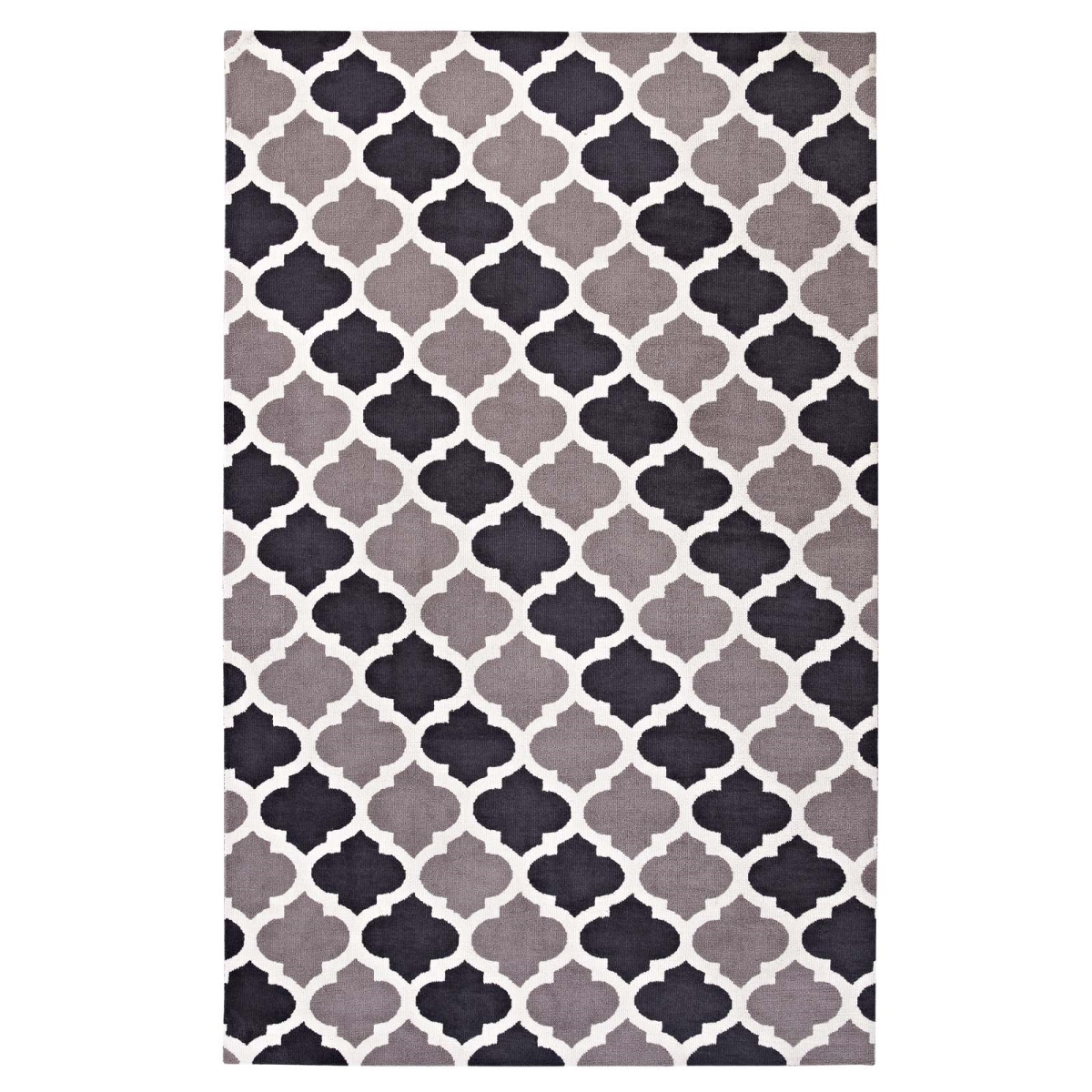 R-1001b-58 5 X 8 Ft. Lida Moroccan Trellis Polyester Area Rug - Charcoal & Black, 0.5 X 60 X 96 In.