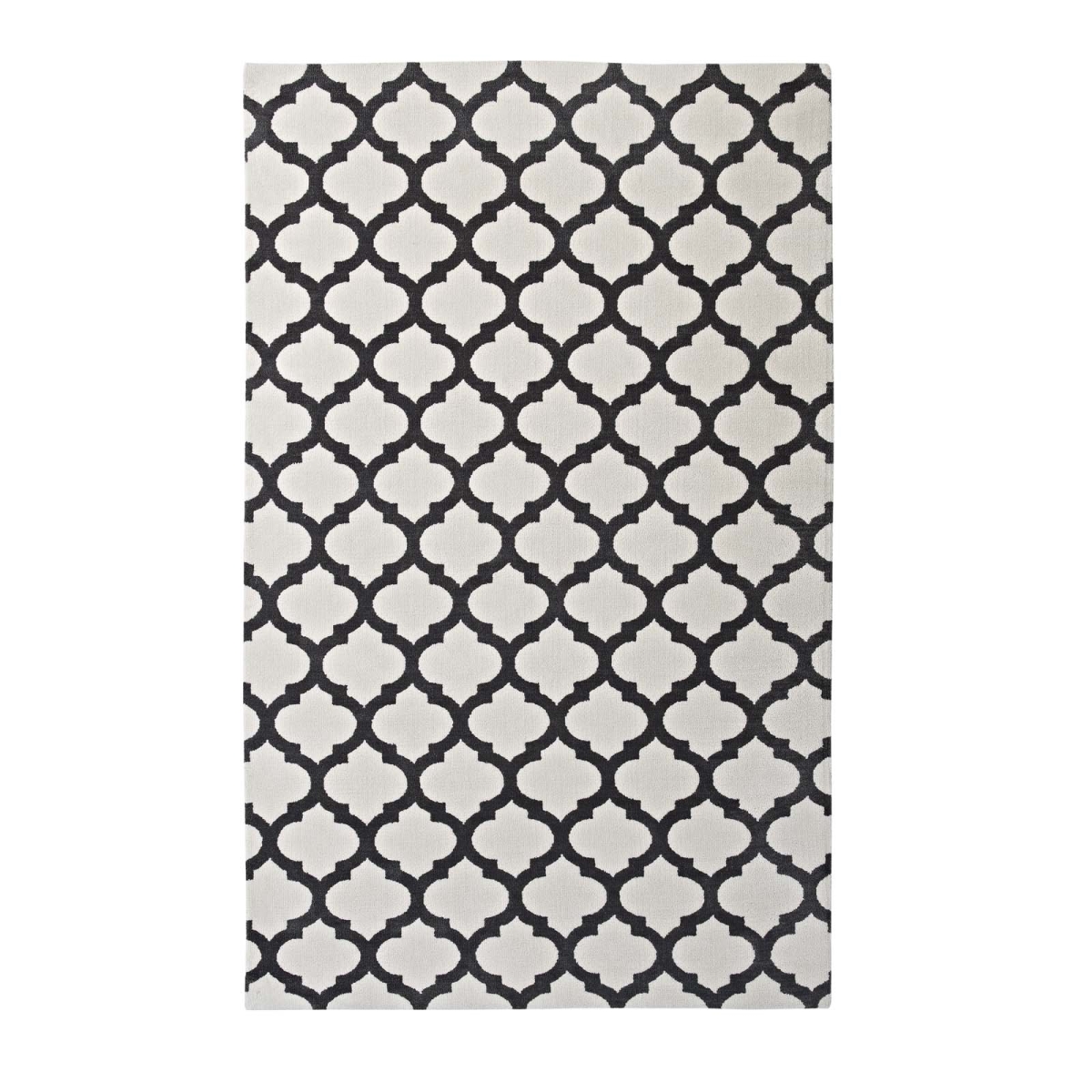R-1001c-58 5 X 8 Ft. Lida Moroccan Trellis Polyester Area Rug - Ivory & Charcoal, 0.5 X 60 X 96 In.
