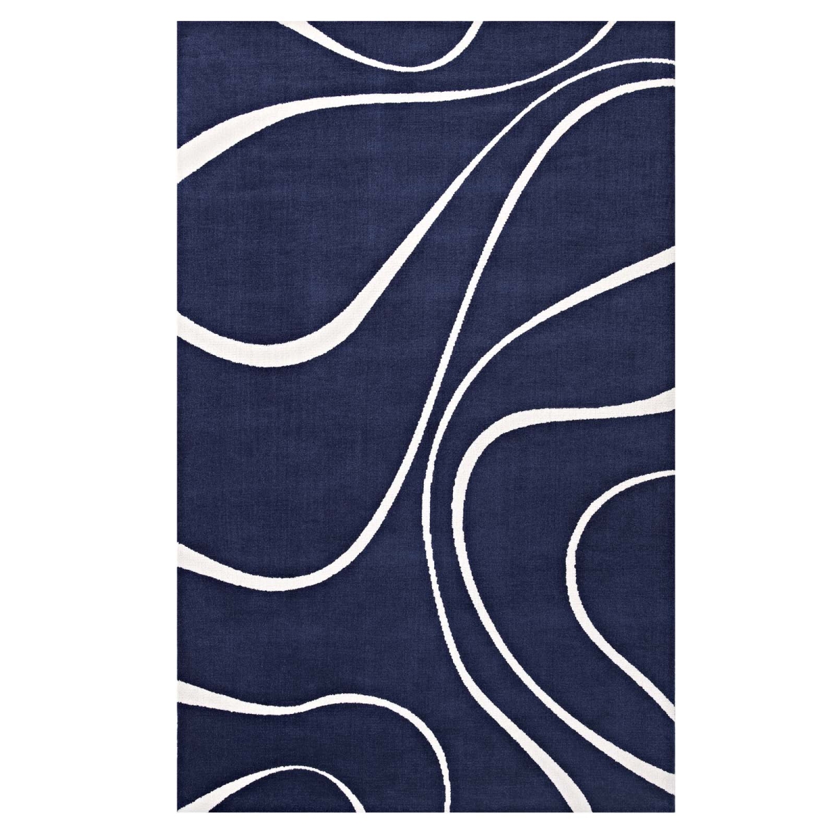 R-1002a-58 5 X 8 Ft. Therese Abstract Swirl Polyester Area Rug - Navy & Ivory, 0.5 X 60 X 96 In.