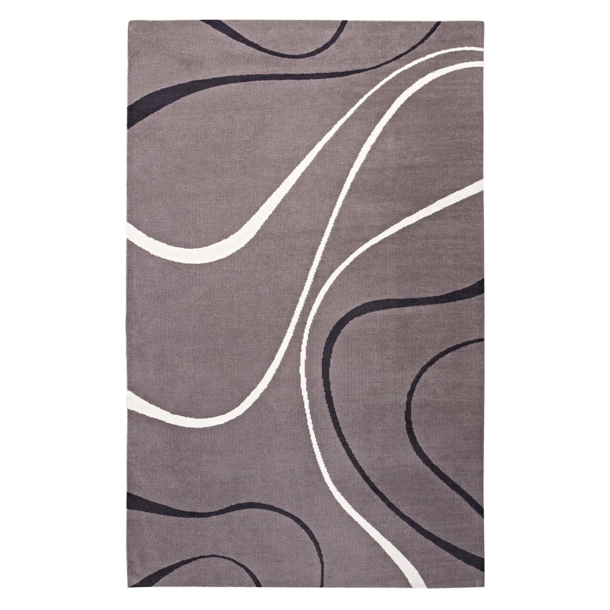 R-1002b-58 5 X 8 Ft. Therese Abstract Swirl Polyester Area Rug - Charcoal, Black & Ivory, 0.5 X 60 X 96 In.