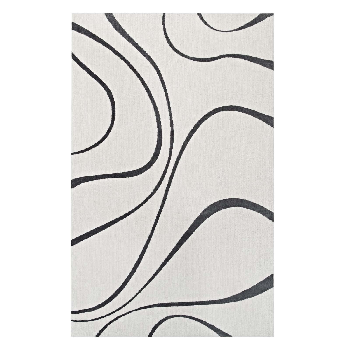 R-1002d-58 5 X 8 Ft. Therese Abstract Swirl Polyester Area Rug - Ivory & Charcoal, 0.5 X 60 X 96 In.
