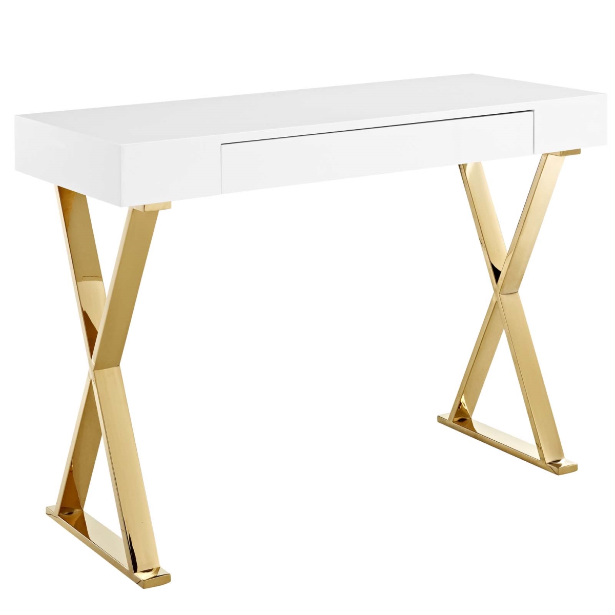 Eei-3032-whi Sector Console Table - White Gold, 29 X 16 X 40 In.