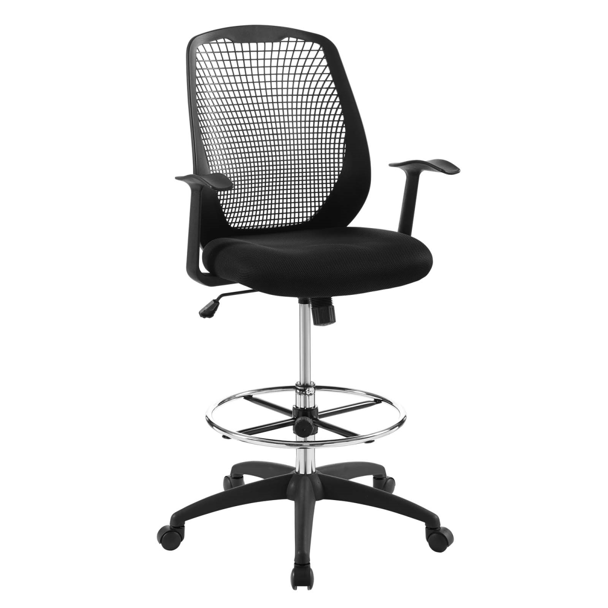 Eei-3194-blk Intrepid Mesh Drafting Chair - Black, 50 X 26 X 26 In.