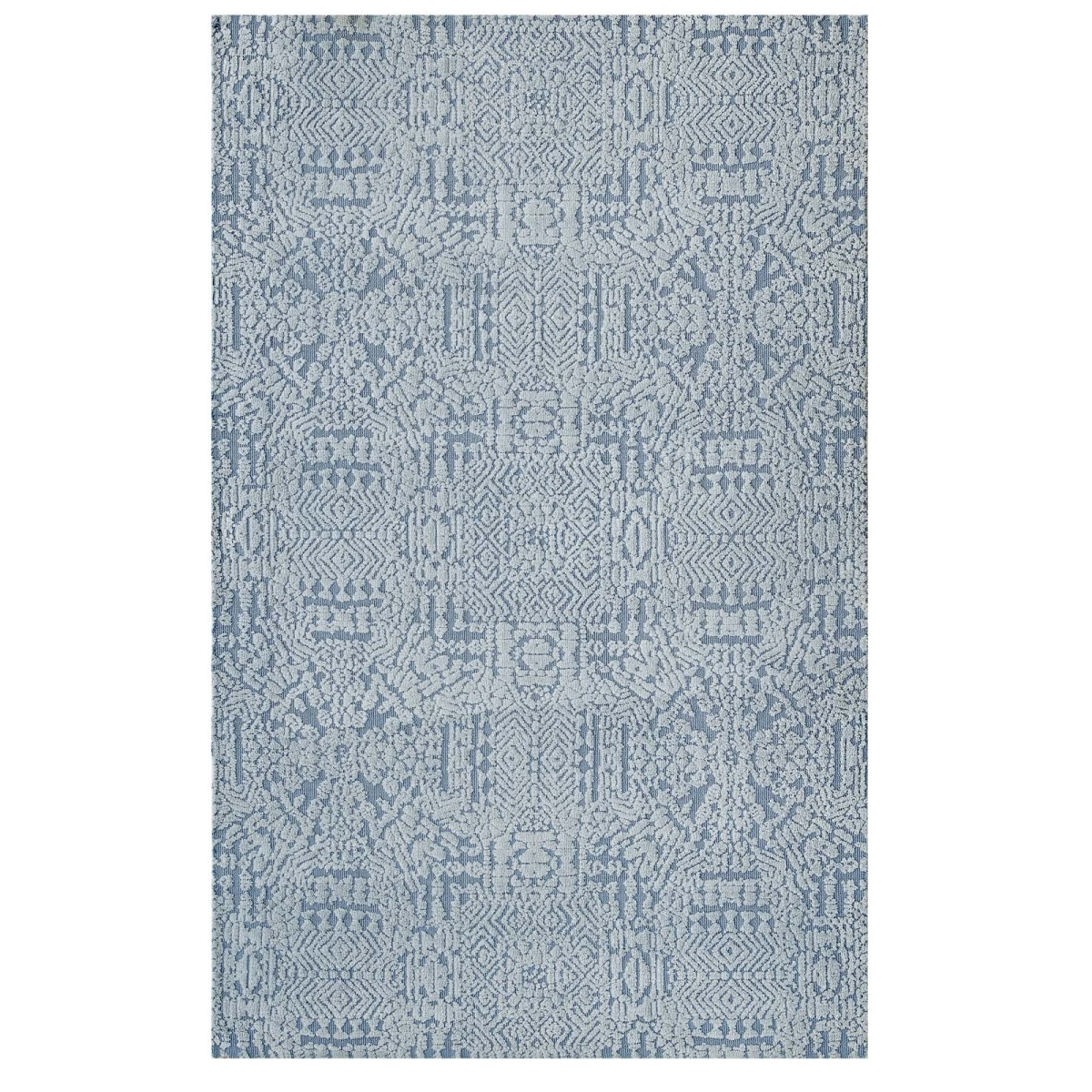 R-1018a-58 5 X 8 Ft. Javiera Contemporary Moroccan Polyester Area Rug - Ivory & Light Blue, 0.5 X 60 X 96 In.