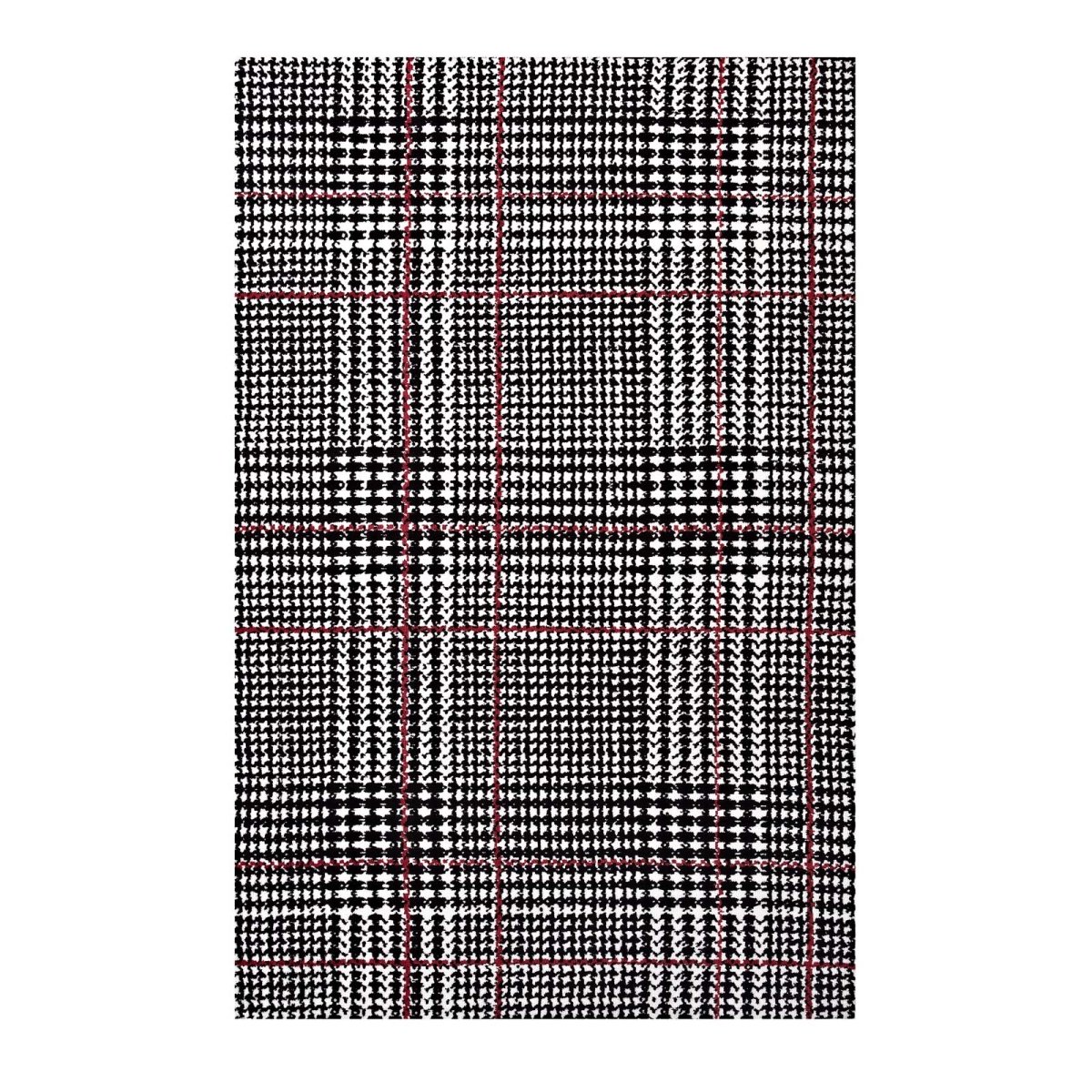 R-1024a-58 5 X 8 Ft. Kaja Abstract Plaid Polyester Area Rug - Ivory, Black & Red, 0.5 X 60 X 96 In.