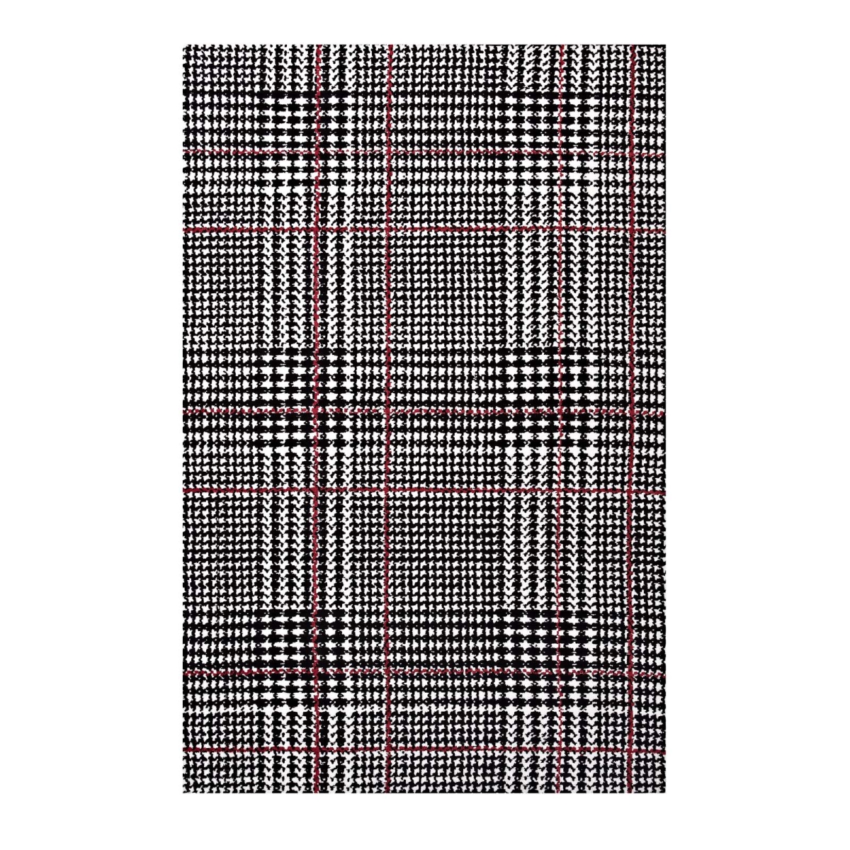 R-1024a-810 8 X 10 Ft. Kaja Abstract Plaid Polyester Area Rug - Ivory, Black & Red, 0.5 X 96 X 120 In.