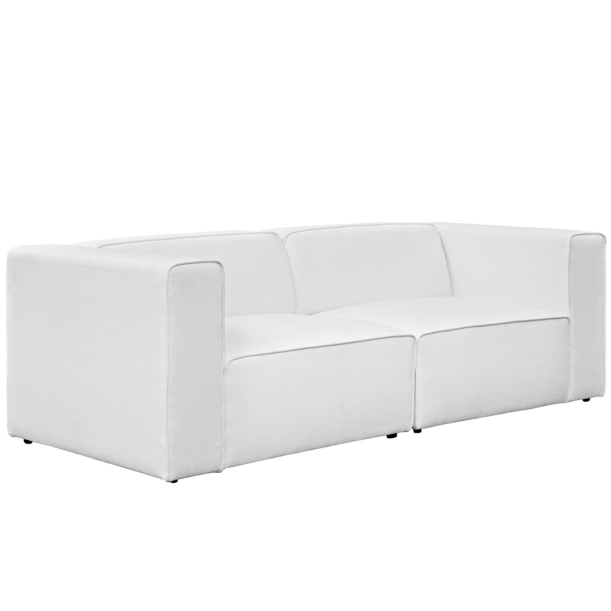 Eei-2825-whi 2 Piece Mingle Upholstered Fabric Sectional Sofa Set - White, 27 X 87 X 37 In.