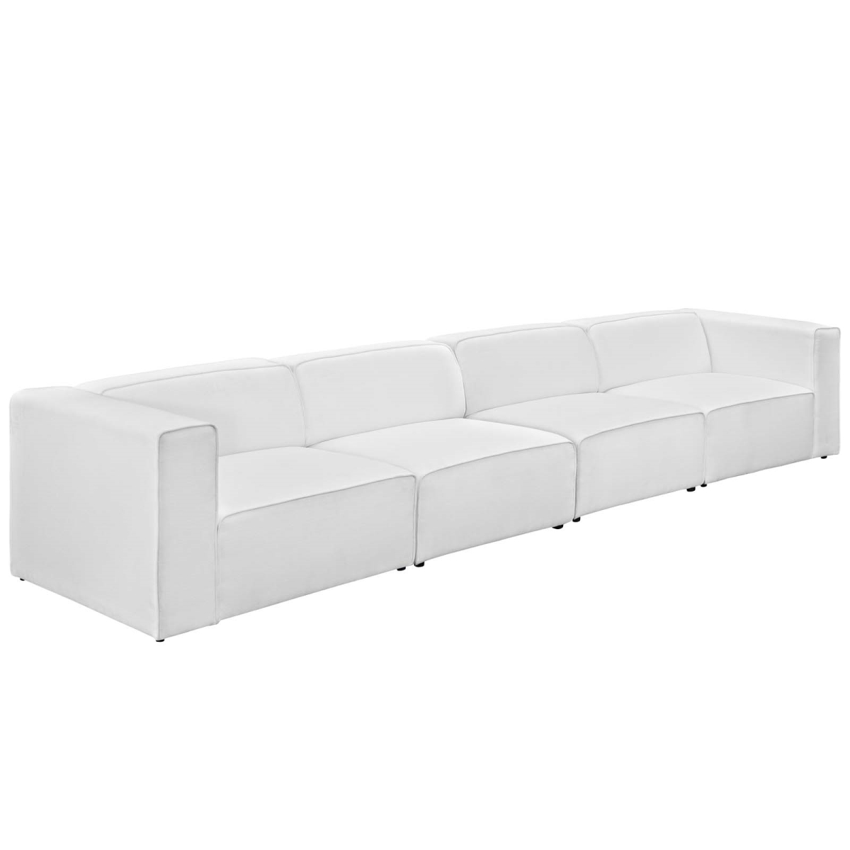 Eei-2829-whi 4 Piece Mingle Upholstered Fabric Sectional Sofa Set - White, 27 X 156 X 37 In.