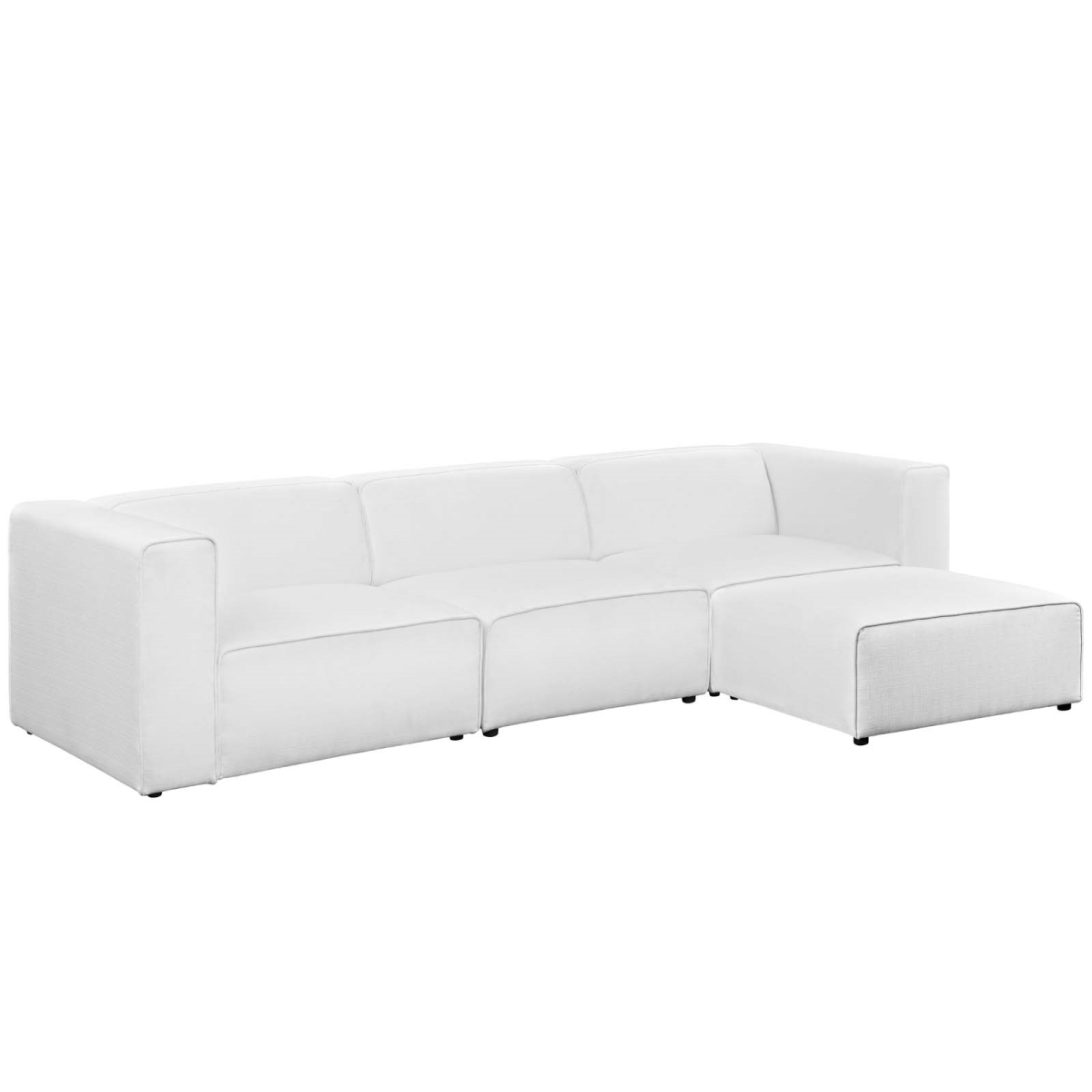 Eei-2831-whi 4 Piece Mingle Upholstered Fabric Sectional Sofa Set - White, 27 X 121.5 X 37 In.