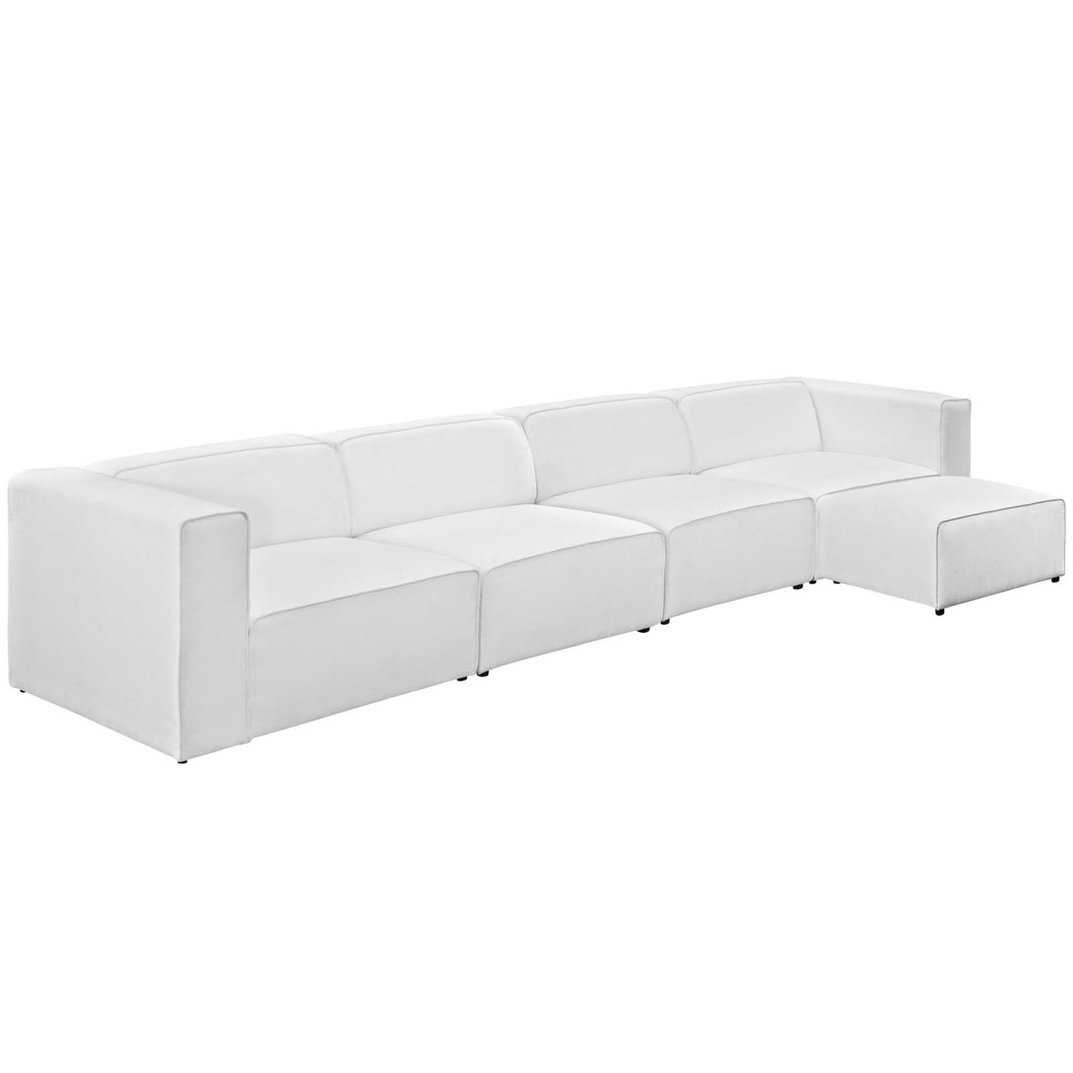 Eei-2833-whi 5 Piece Mingle Upholstered Fabric Sectional Sofa Set - White, 27 X 156 X 74.5 In.