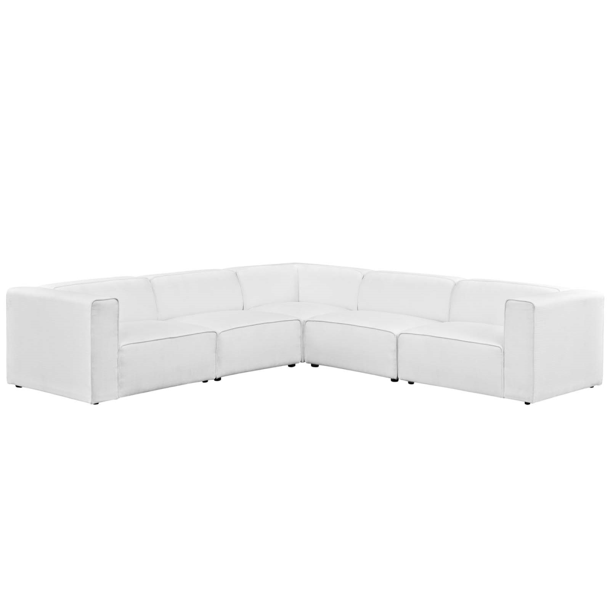 Eei-2835-whi 5 Piece Mingle Upholstered Fabric Sectional Sofa Set - White, 27 X 115 X 115 In.