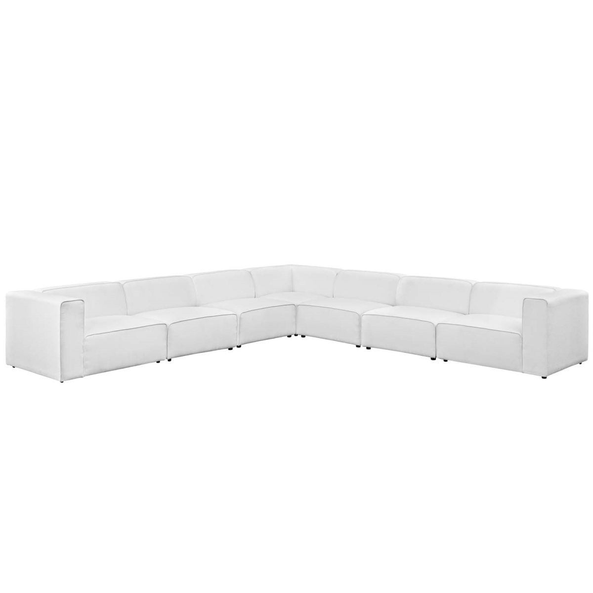 Eei-2837-whi 7 Piece Mingle Upholstered Fabric Sectional Sofa Set - White, 27 X 149.5 X 149.5 In.