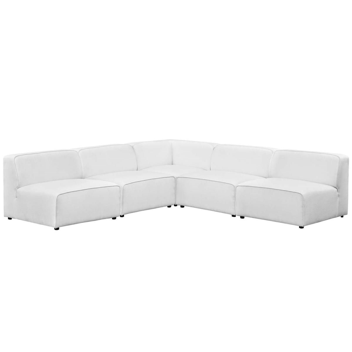 Eei-2839-whi 5 Piece Mingle Upholstered Fabric Armless Sectional Sofa Set - White, 27 X 106 X 106 In.