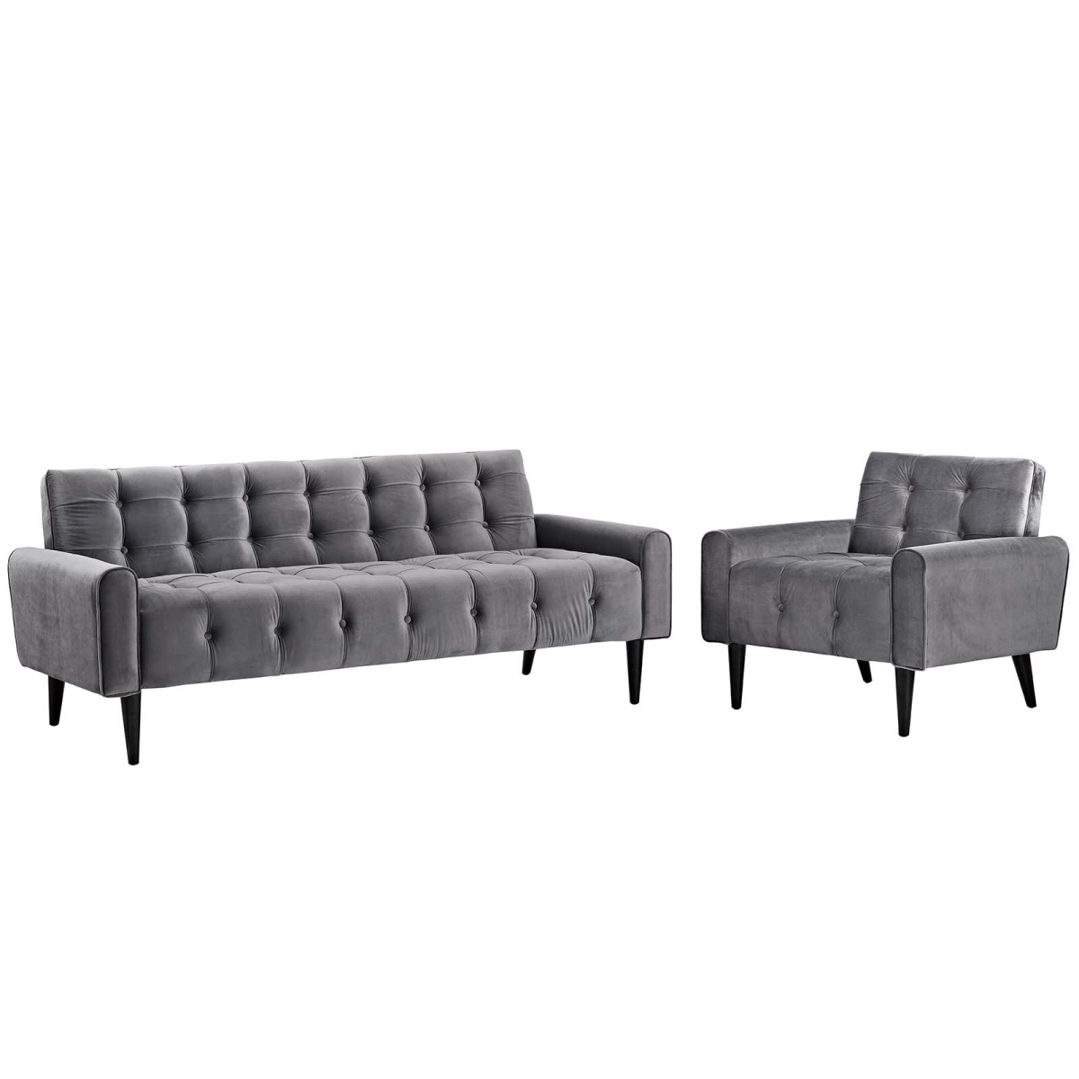 Eei-2969-gry-set Delve Living Room Set Velvet - Gray, 29 X 32 X 31.5 In. - Set Of 2