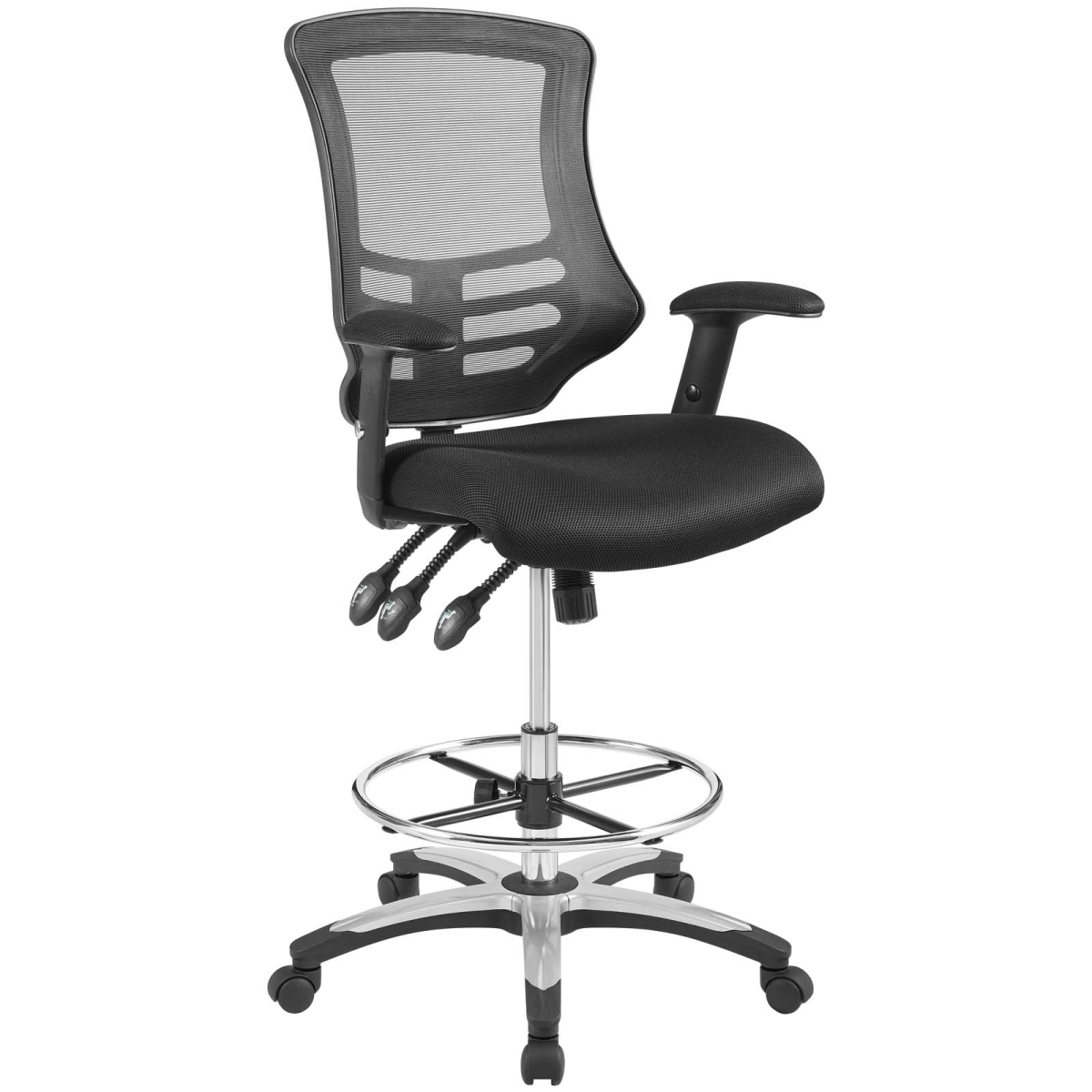 Eei-3043-blk Calibrate Mesh Drafting Chair - Black, 42.5 - 52.5 X 26.5 X 27 In.