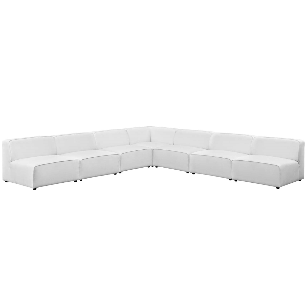 Eei-2841-whi 7 Piece Mingle Upholstered Fabric Sectional Sofa Set - White, 27 X 140.5 X 140.5 In.