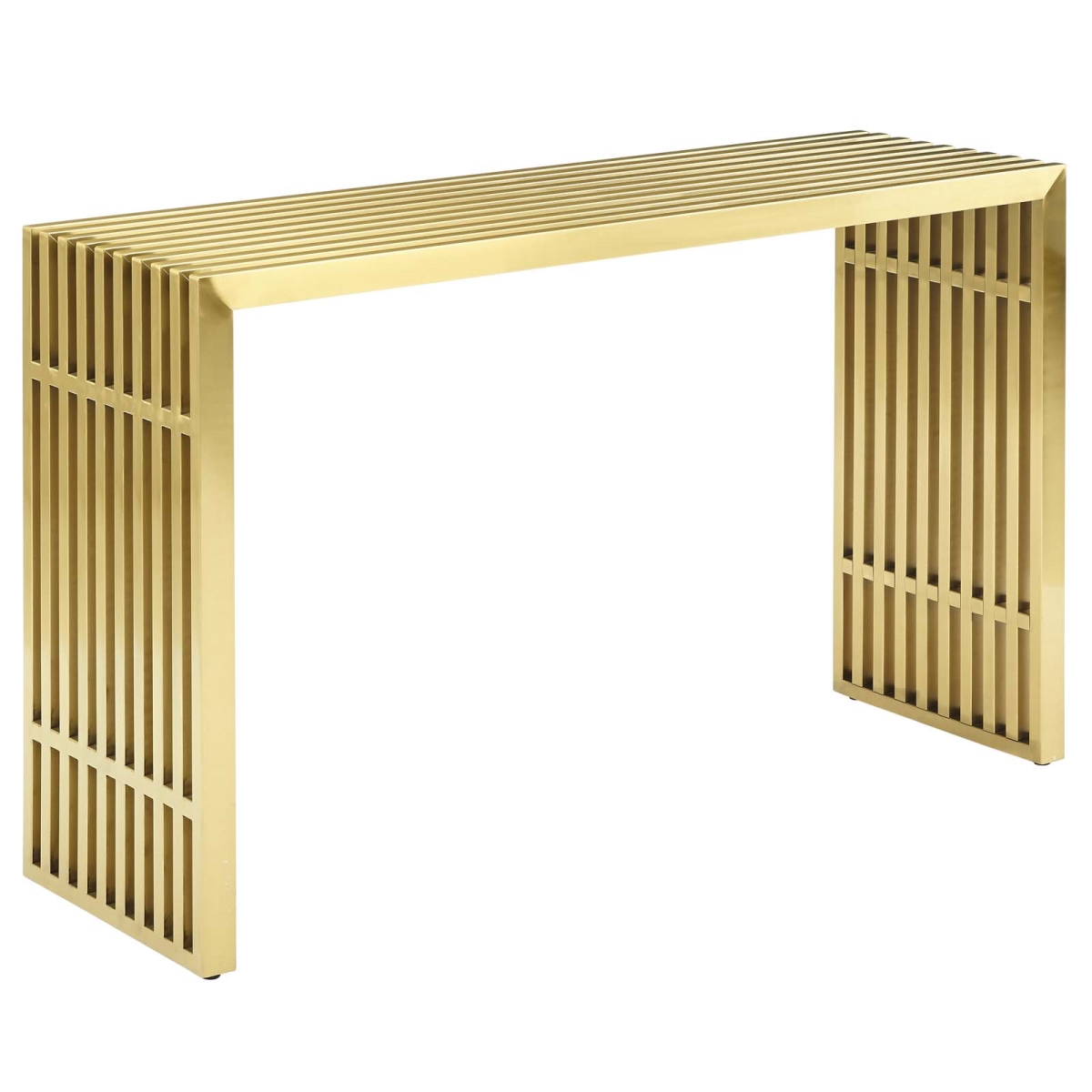 Eei-3036-gld Gridiron Stainless Steel Console Table - Gold, 29 X 15 X 46.5 In.