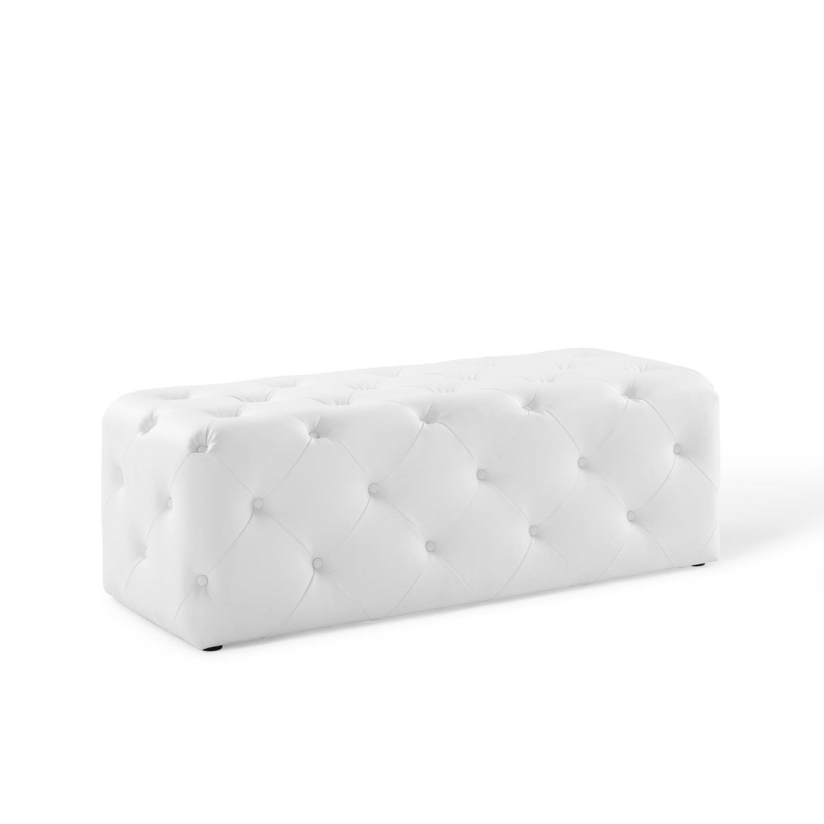EEI-3767-WHI 48 in. Amour Tufted Button Entryway Faux Leather Bench - White