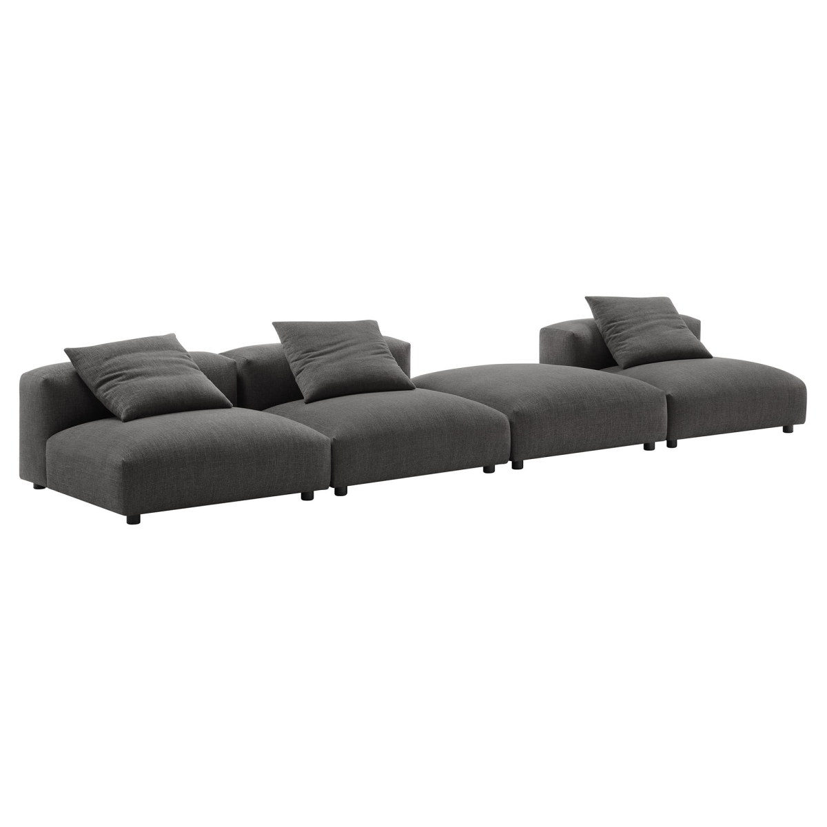 EEI-7027-CHA Solace Modular Upholstered Fabric Sectional Sofa, Charcoal - 4 Piece