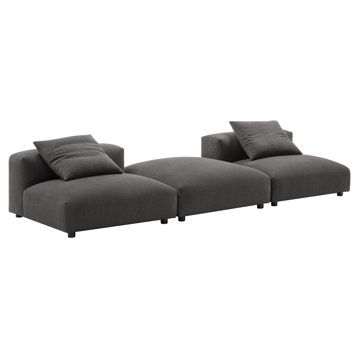 EEI-7029-CHA Solace Modular Upholstered Fabric Sectional Sofa, Charcoal - 3 Piece