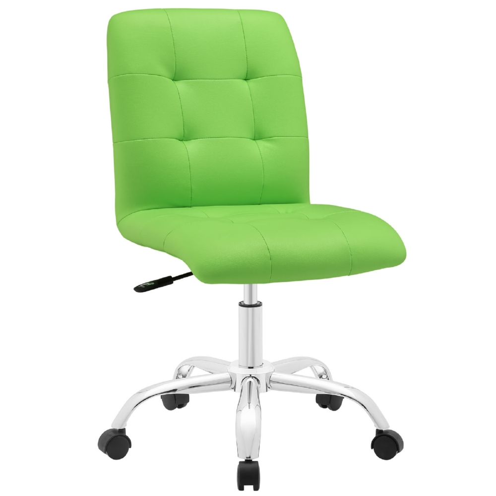 Eastend Eei-1533-bgr Prim Mid Back Office Chair In Bright Green Tufted Leatherette On Chrome Base