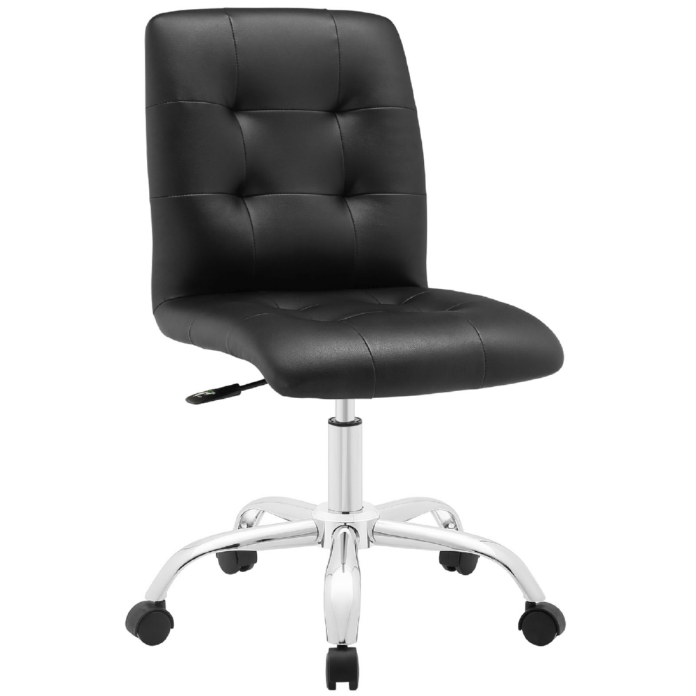 Eastend Eei-1533-blk Prim Mid Back Office Chair, Black Tufted Leatherette On Chrome Base