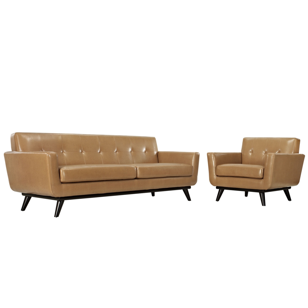 Eastend Eei-1766-tan-set Engage Sofa & Armchair Set In Tan Leather With Wood Legs