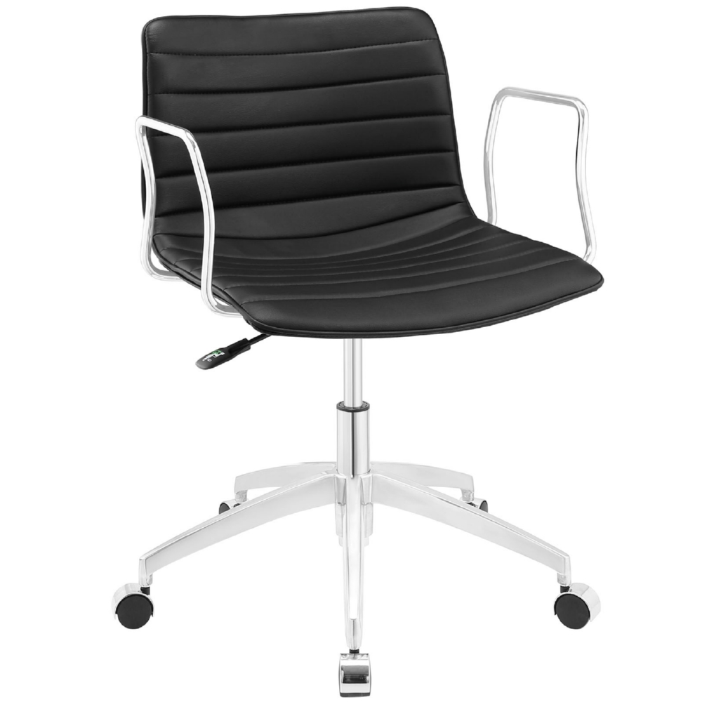 Eastend Eei-1528-blk Celerity Office Chair, Black Leatherette With Polished Chrome Arms & Frame