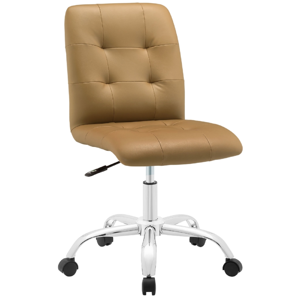 Eastend Eei-1533-tan Prim Mid Back Office Chair In Tan Tufted Leatherette On Chrome Base