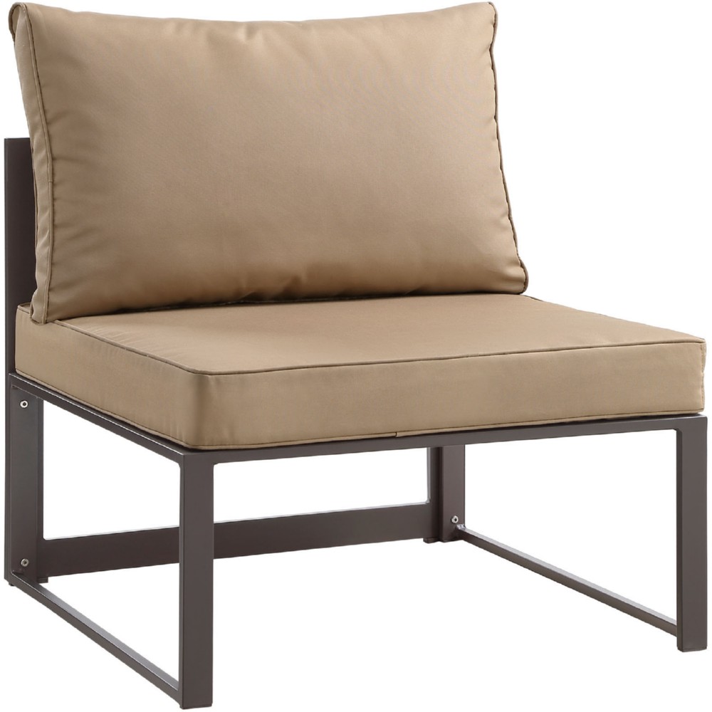 Eastend Eei-1520-brn-moc Fortuna Outdoor Patio Armless Chair In Brown With Mocha Cushions
