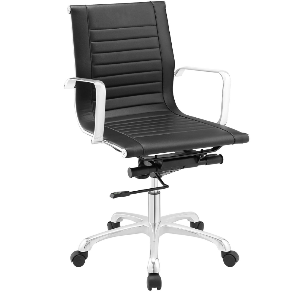 Eastend Eei-1527-blk Runway Mid Back Office Chair, Black Leatherette