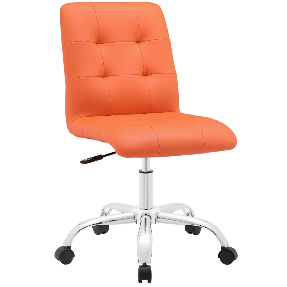 Eastend Eei-1533-ora Prim Mid Back Office Chair In Orange Tufted Leatherette On Chrome Base