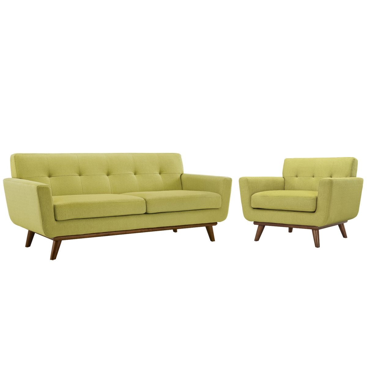 Eastend Eei-1346-whe Engage Armchair & Loveseat In Tufted Wheat Fabric With Cherry Finished Wood Legs