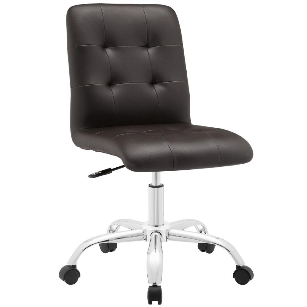 Eastend Eei-1533-brn Prim Mid Back Office Chair In Brown Tufted Leatherette On Chrome Base