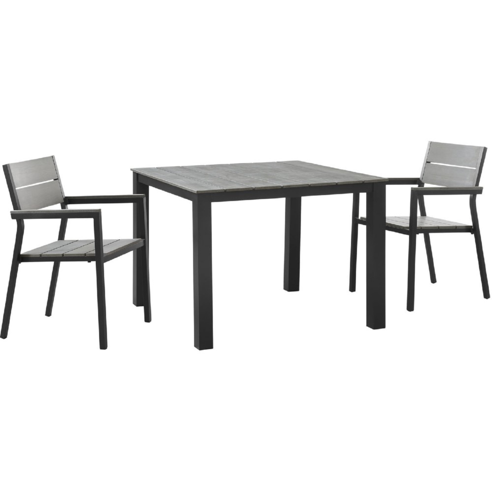Eastend Eei-1743-brn-gry-set 3 Piece Maine Outdoor Patio Dining Set In Brown Metal & Gray Plywood
