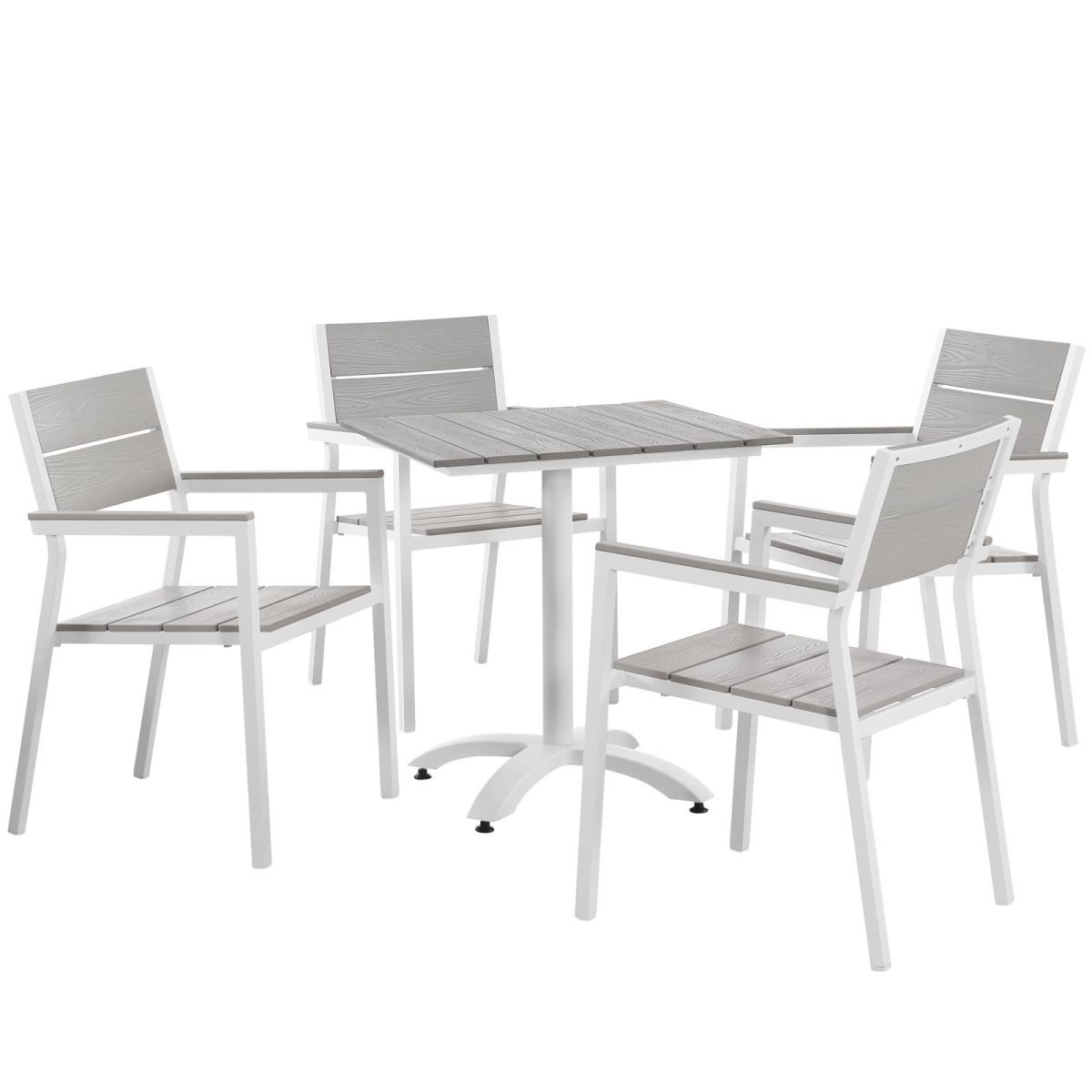Eastend Eei-1761-whi-lgr-set 5 Piece Maine Outdoor Patio Dining Set Gray Plywood With White Aluminum Frame