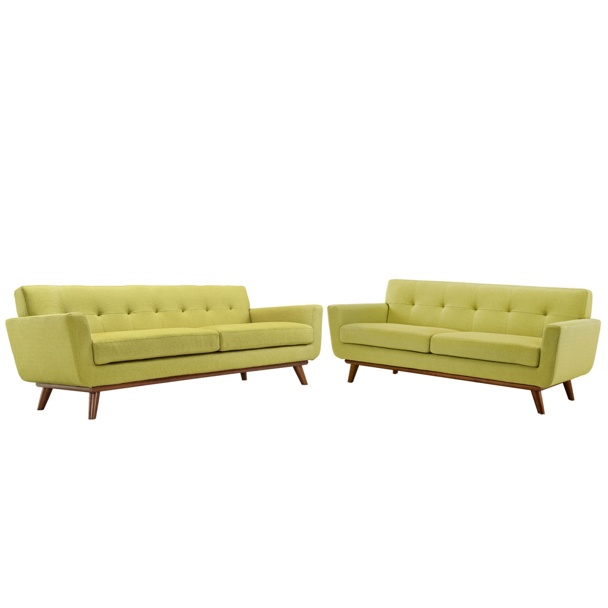 Eastend Eei-1348-whe Engage Loveseat & Sofa In Tufted Wheat Fabric With Cherry Finished Wood Legs
