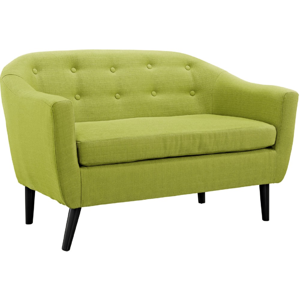 Eastend Eei-1391-whe Wit Loveseat In Button Tufted Wheatgrass Fabric On Wood Legs