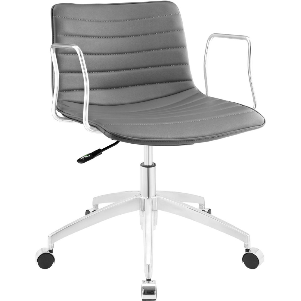 Eastend Eei-1528-gry Celerity Office Chair, Gray Leatherette With Polished Chrome Base
