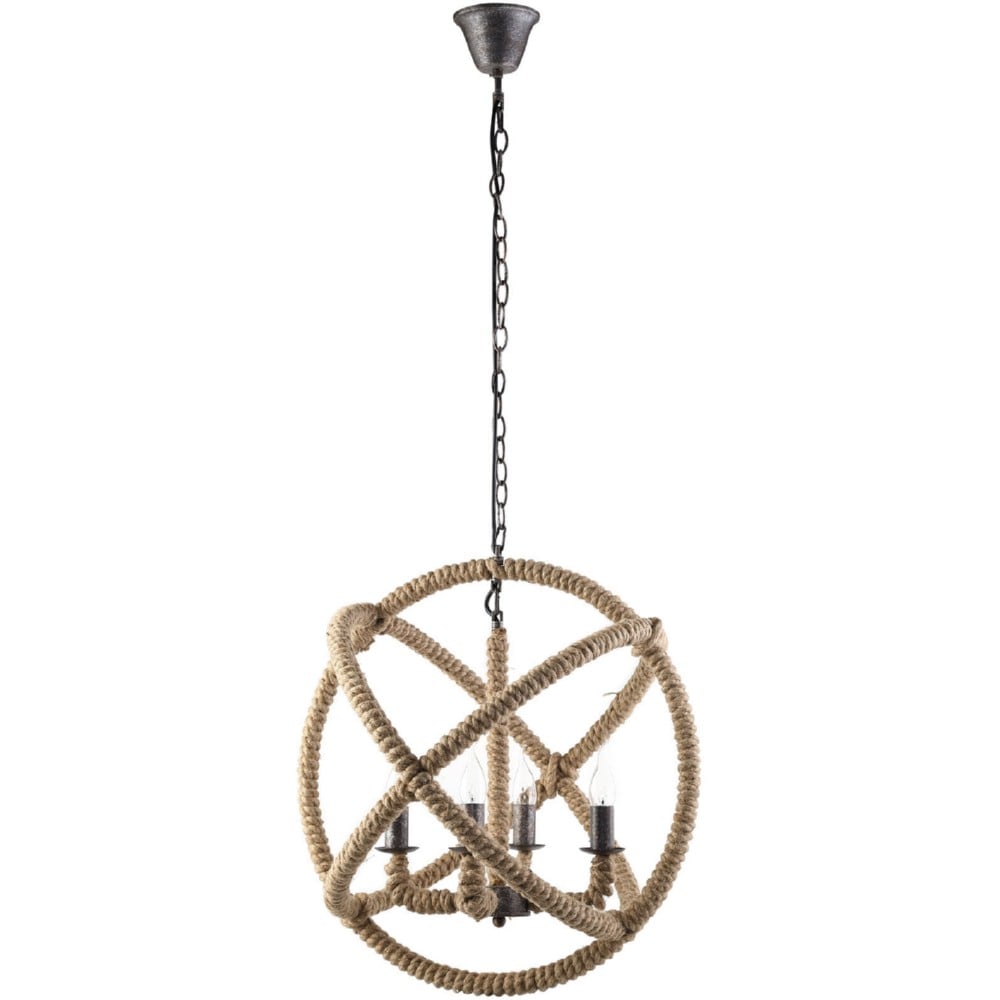 Eastend Eei-1575 Intention Round Chandelier In Rope Covered Rustic Steel