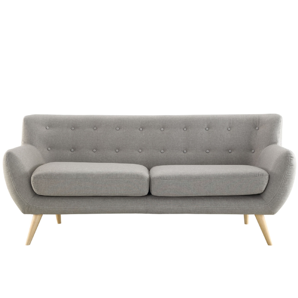 Eastend Eei-1633-lgr Remark Sofa In Tufted Light Gray Fabric With Natural Finish Wood Legs